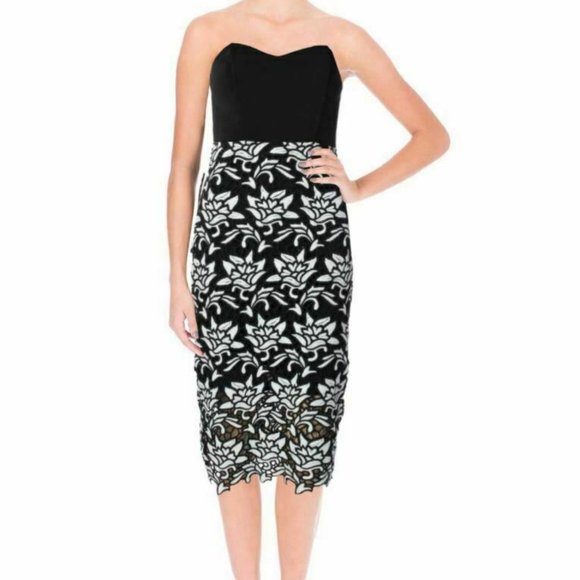 J.O.A Black White Lace Strapless Sweetheart Party Dress S Pencil - NWT - $114 - Picture 1 of 4